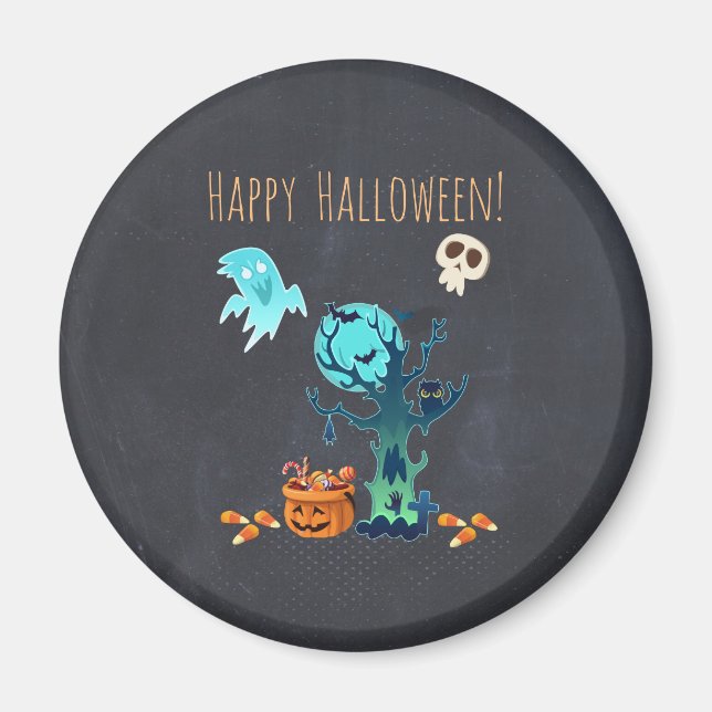 Aimant Halloween Éffrayant Déplaisant Fantômes chauves-so (Devant)