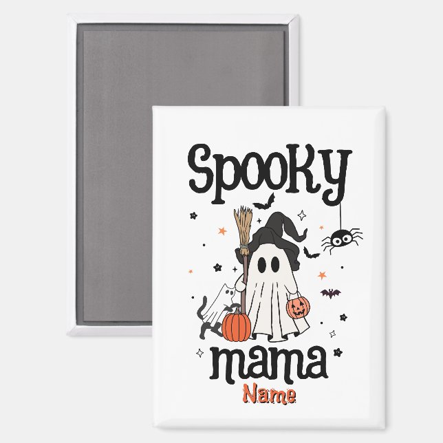 Aimant Halloween Éffrayant Personnalisé - Fantôme, Chat,  (Recto/Verso)