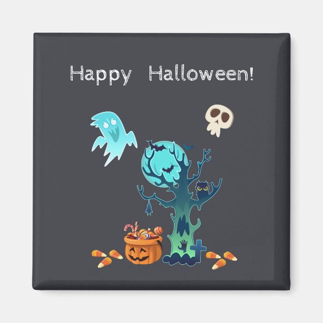 Aimant Halloween Éffrayants Fantômes chauves-souris Skuls (Devant)