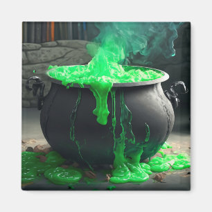 Aimant Halloween en cauldron de sorcière bouillonnante