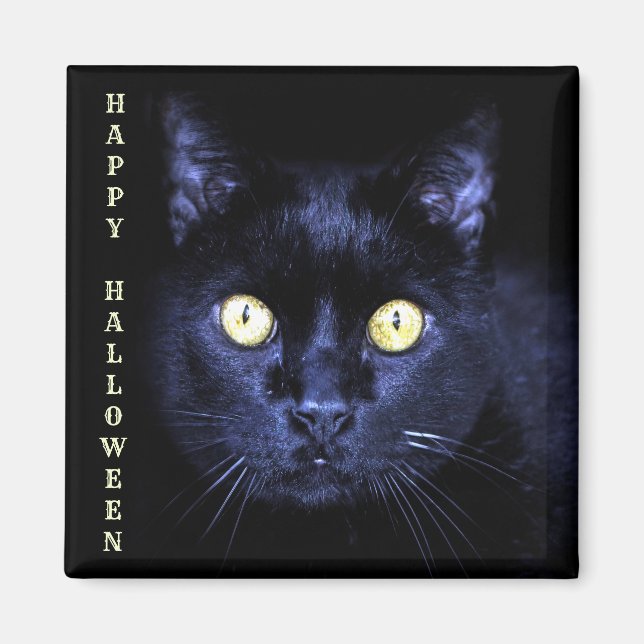 Aimant Halloween fête peur Chat noir Horreur nuit sombre (Devant)