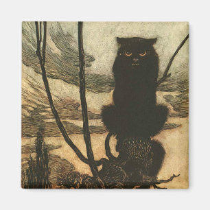 Aimant Halloween noir Chat Vintage Rackham effrayant