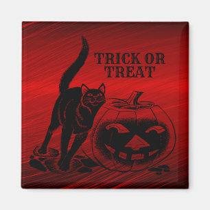 Aimant Halloween Parti mal noir Chat Citrouille rouge peu