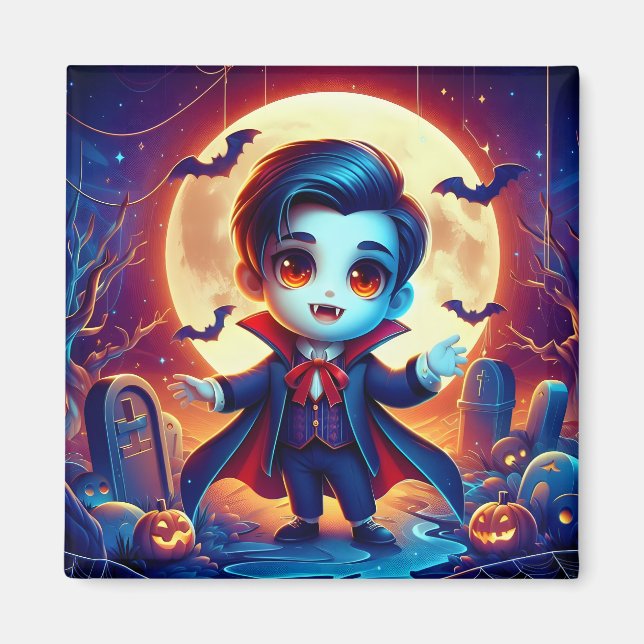 Aimant Halloween - petit vampire mignon (Devant)