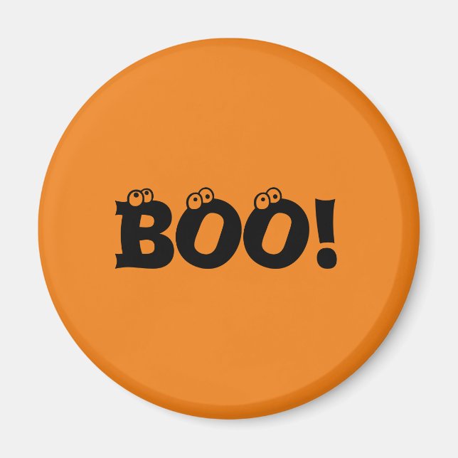 Aimant Halloween Scary Boo ! globes oculaires noir orange (Devant)