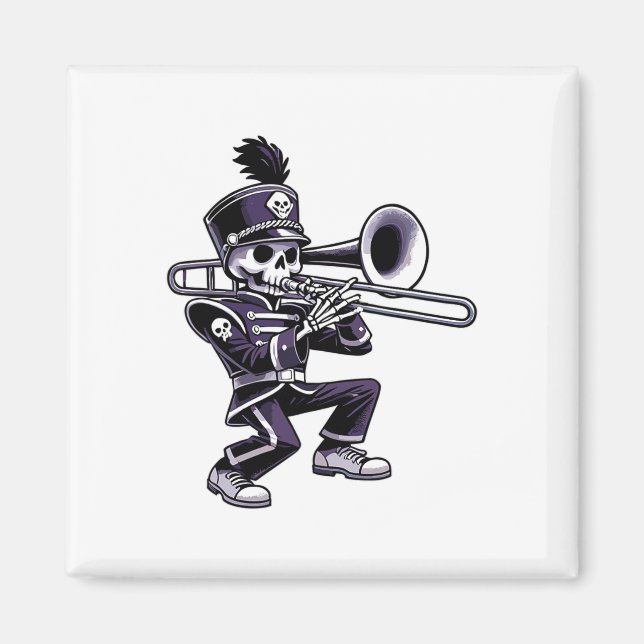 Aimant Halloween Skeleton School Marche Band Trombone P (Devant)