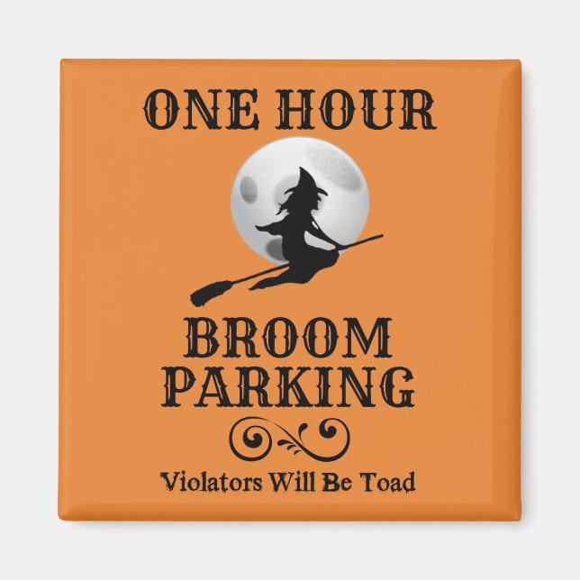 Aimant Halloween Sorcière une heure Parking dans la chamb (Devant)