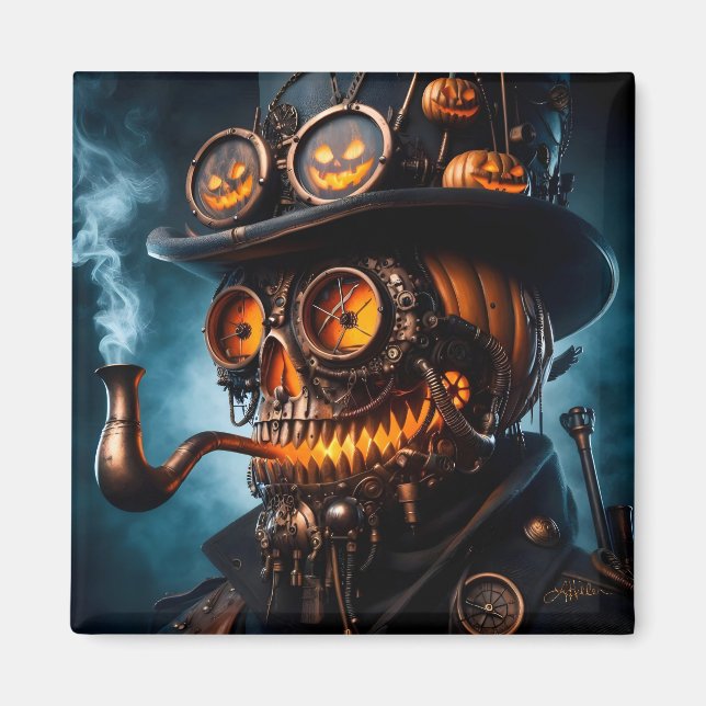 Aimant Halloween Steampunk Gothique Jack-O-Lantern (Devant)
