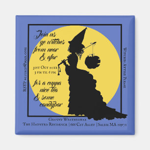 Aimant Halloween Tea Party Invitation sorcière victorienn