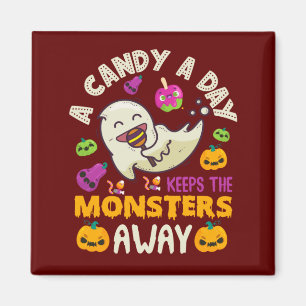 Aimant Halloween Un Bonbon Par Jour Empêche Les Monstres