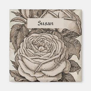 Aimant Halloween victorien gothique vintage Rose en sépia