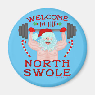 Aimant Haltérophile drôle du père noël Swole de Noël