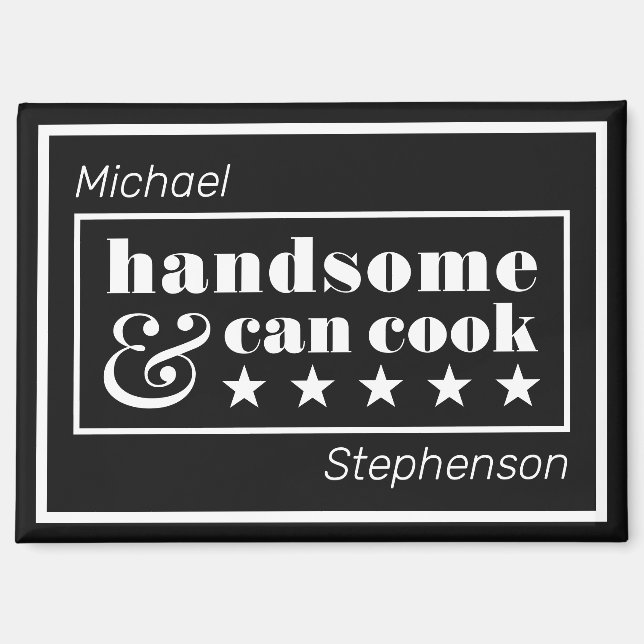 Aimant Handsome & Can Cook Typography Father's Day (Recto)