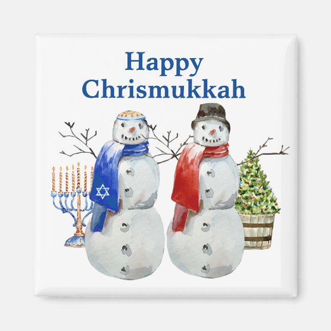 Aimant Hanoukka Snowman Christmas Chrismukkah (Devant)