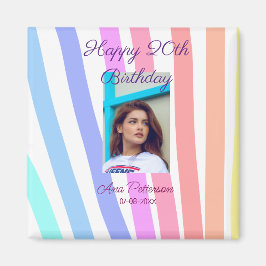 Aimant Happy 20th Birthday rainbow rustic boho lines phot