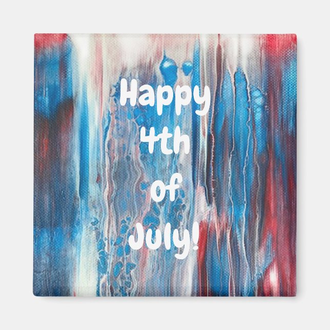 Aimant Happy 4th of July Red White Blue Abstract (Devant)