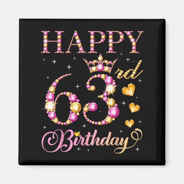 Aimant Happy 63rd Birthday 63 Years Old Men Women Birthda (Devant)