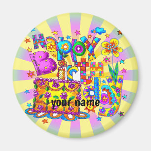 Aimant Happy Birthday Cake  custom name