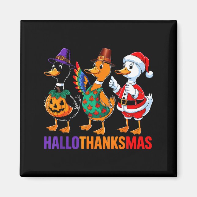 Aimant Happy Hallothanksmas Duck Lover Halloween Merry Ch (Devant)