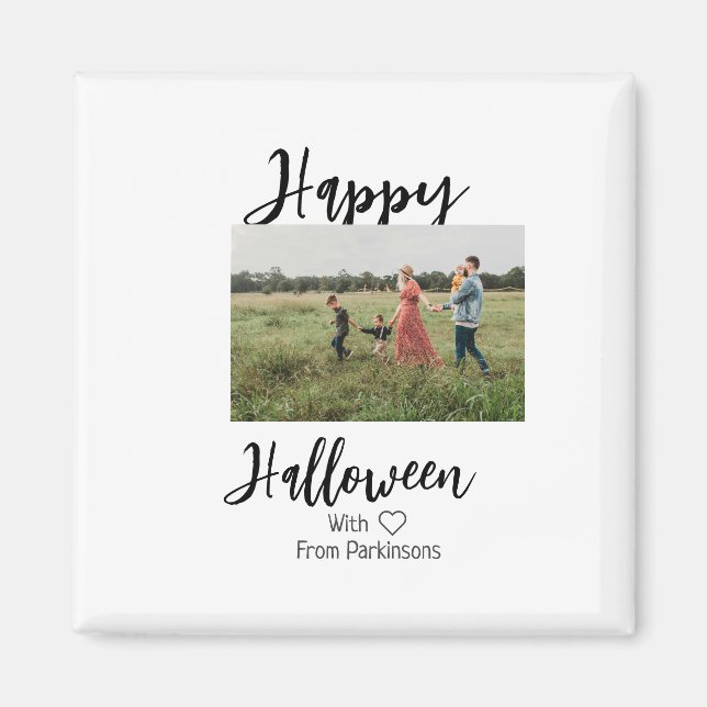 Aimant Happy Halloween ajouter nom de famille photo noir  (Devant)