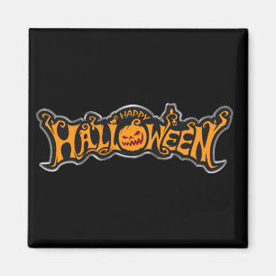 Aimant Happy Halloween Ruby Eye Citrouille Argent Cadre
