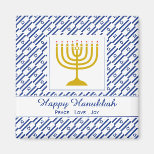 Aimant HAPPY HANOUKKA Peace Love Joy Personnalisable Frid