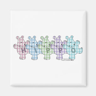 Aimant Happy Hippos pastel