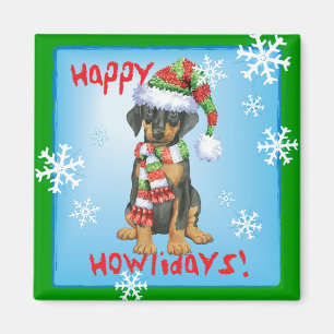 Aimant Happy Howliday Doberman
