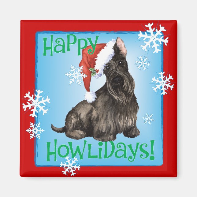 Aimant Happy Howlidays Scottish Terrier (Devant)
