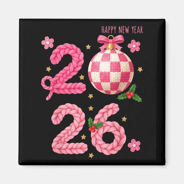 Aimant Happy New Year 2026 Family Matching Crochet Men Wo (Devant)