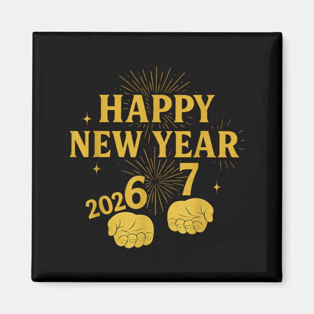 Aimant Happy New Year 67 Meme – Funny 2026 Celebration Pa (Devant)