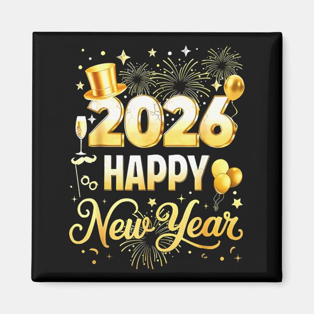 Aimant Happy New Year Party 2026 Funny Balloon Family Mat (Devant)