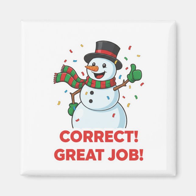 Aimant Happy Snowman Correct Great Job Reward Motivation  (Devant)