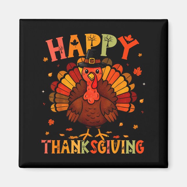 Aimant Happy Thanksgiving Funny Turkey Day Family Dinner  (Devant)