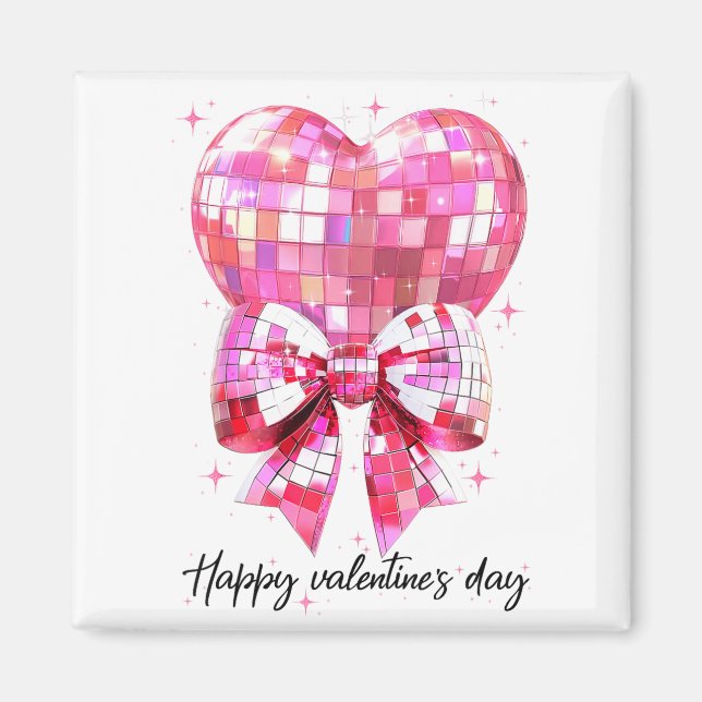 Aimant Happy Valentine's Day Funny Coquette Disco Ball He (Devant)