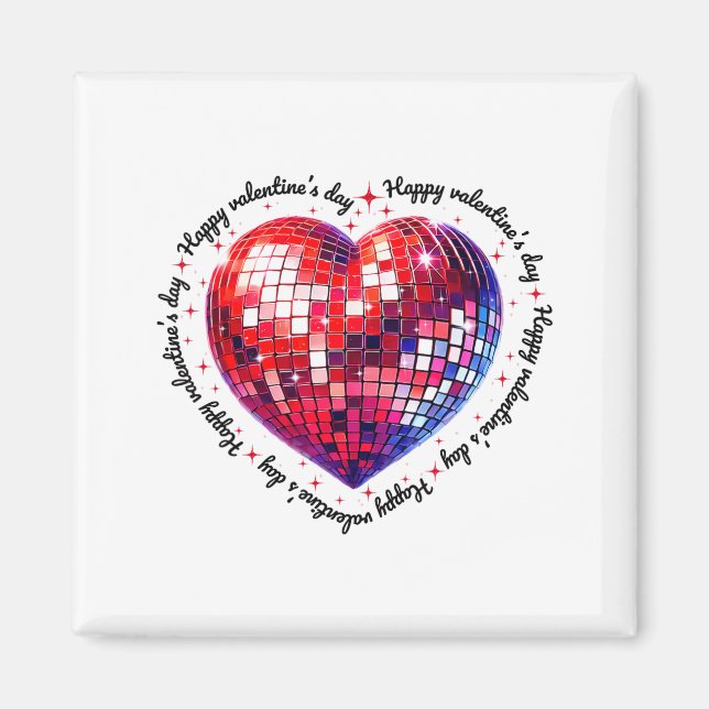 Aimant Happy Valentine's Day Funny Coquette Red Disco Bal (Devant)