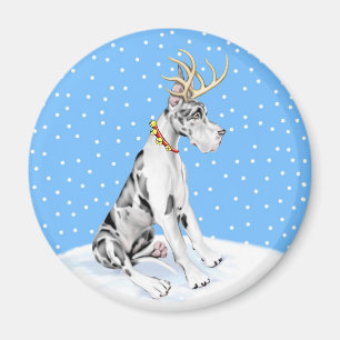 Aimant Harlequin de Noël de renne de great dane