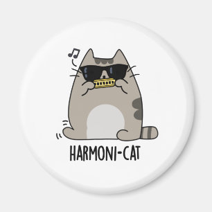 Aimant Harmoni-cat Funny Harmonica Cat Pun 