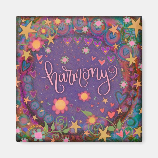Aimant Harmonie Purple Amusants Floral Moderne Inspirivit (Devant)