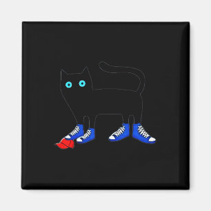 Aimant Harris Chat Portant une toile bleue Chaussures Éch