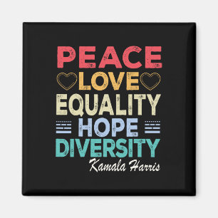Aimant Harris Peace Love Equality Hope Diversity Retro