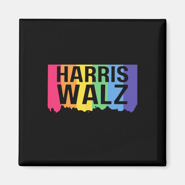 Aimant Harris Walz 2024 Gay pride Lgbtq Rainbow Kamala Ha (Devant)