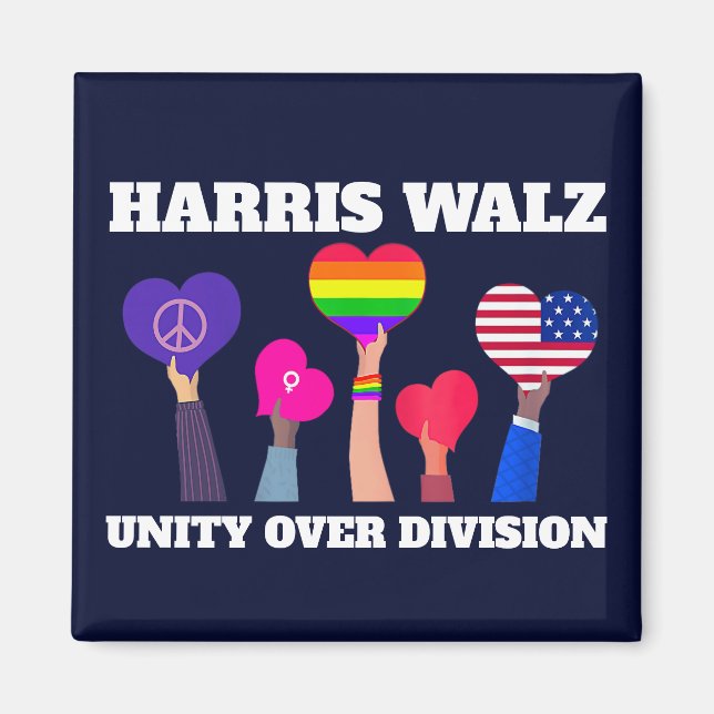Aimant Harris Walz Unité de division LGBTQ Bleu foncé (Devant)