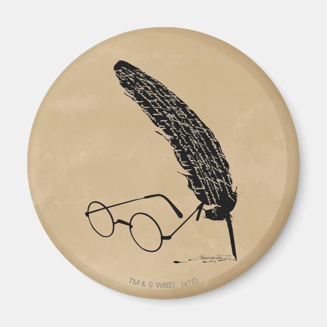 Aimant Harry Potter | Lunettes et plume (Devant)