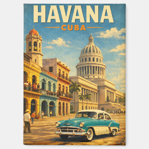 Aimant Havane Cuba Art de Voyage Vintage