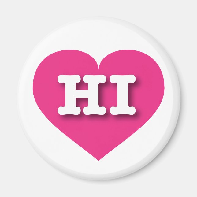 Aimant Hawaii Hot Pink Heart - J'aime HI (Devant)