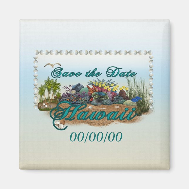 Aimant Hawaii île Enregistrer la date (Devant)