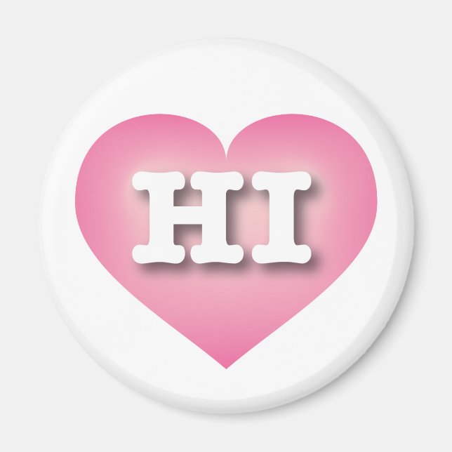 Aimant Hawaii Pink Fade Heart - J'aime HI (Devant)