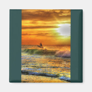 Aimant Hawaii Surfer au coucher du soleil Vibrant Orange 