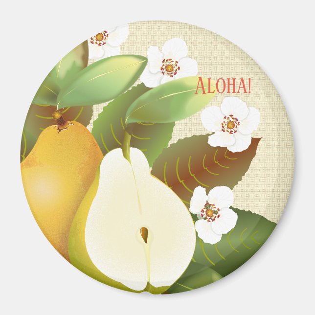 Aimant Hawaiian Tropical Pears Fruit Floral Botanique (Devant)